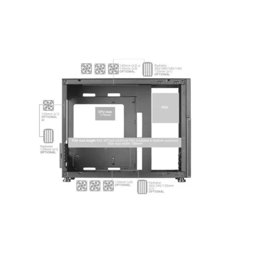 CAJA ORDENADOR MARS GAMING MCLCD MATX CRISTAL TEMPLADO PANTALLA IPS 8" NEGRO