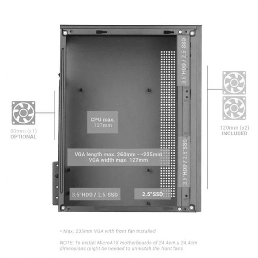 CAJA ORDENADOR MARS GAMING MCCORE MATX FRGB CRISTAL TEMPLADO NEGRO