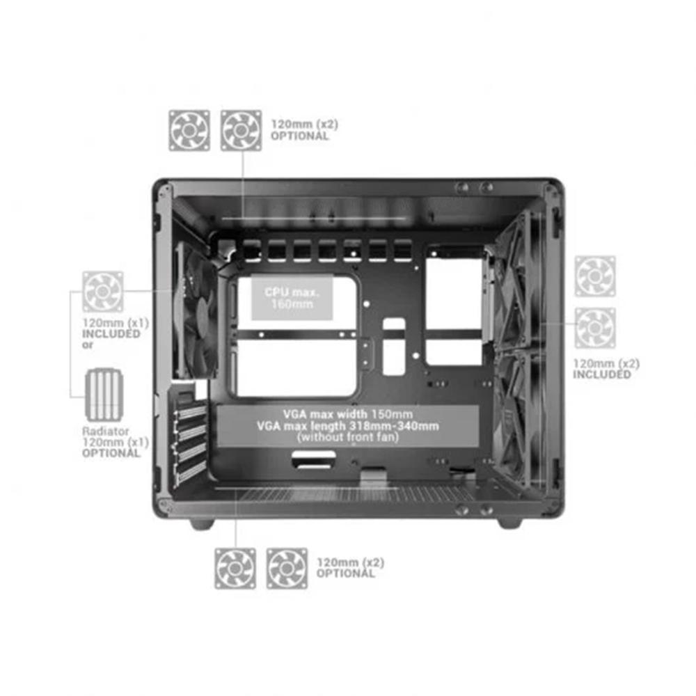 CAJA ORDENADOR MARS GAMING MCMPRO MATX CRISTAL TEMPLADO NEGRO