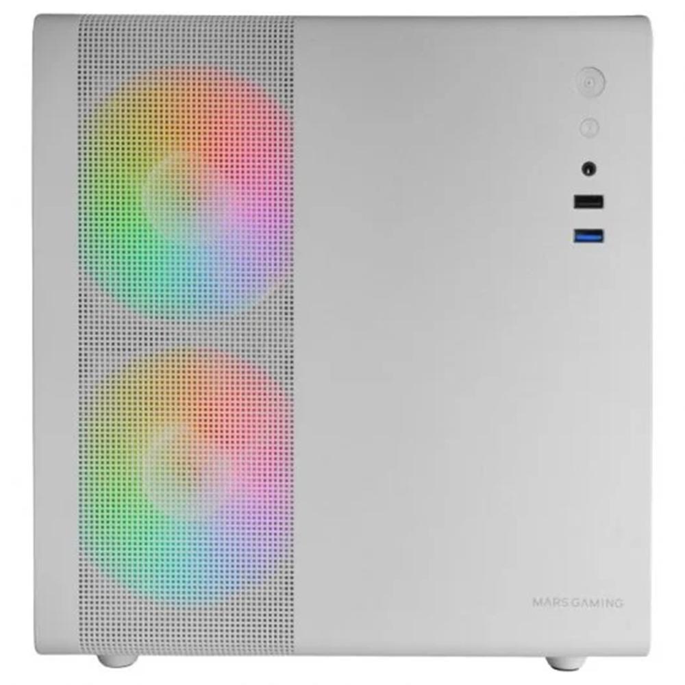 CAJA ORDENADOR MARS GAMING MC400W MATX RGB CRISTAL TEMPLADO BLANCO