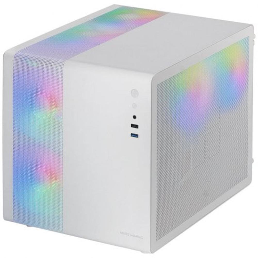 CAJA ORDENADOR MARS GAMING MC400W MATX RGB CRISTAL TEMPLADO BLANCO