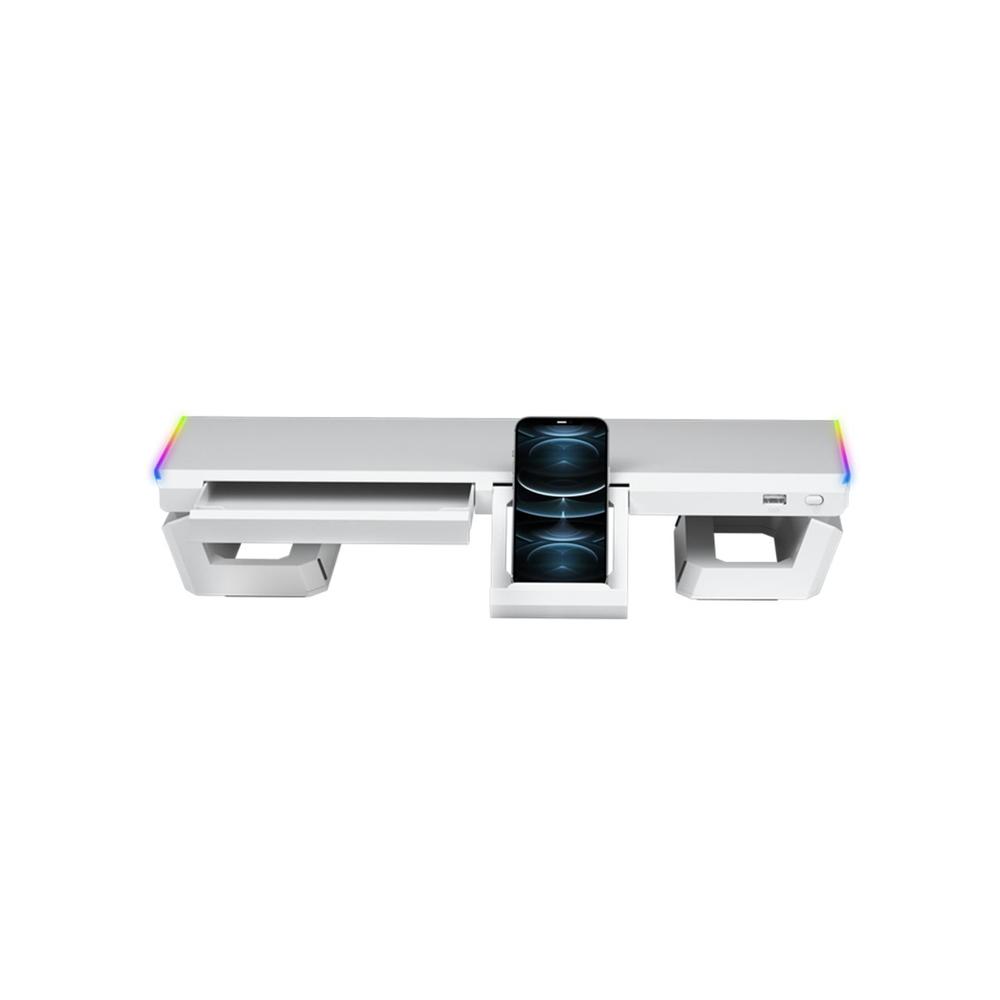 SOPORTE SOBREMESA MARS GAMING MGSONE PARA MONITOR MAX 30KG RGB BLANCO