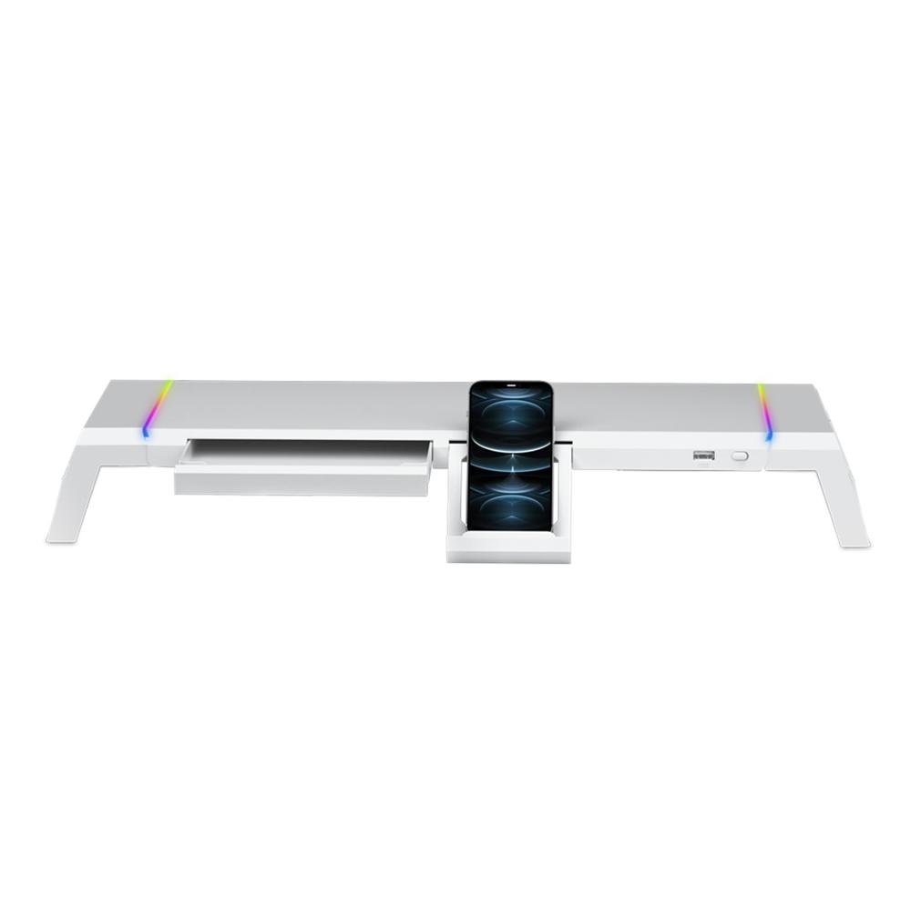 SOPORTE SOBREMESA MARS GAMING MGSONE PARA MONITOR MAX 30KG RGB BLANCO