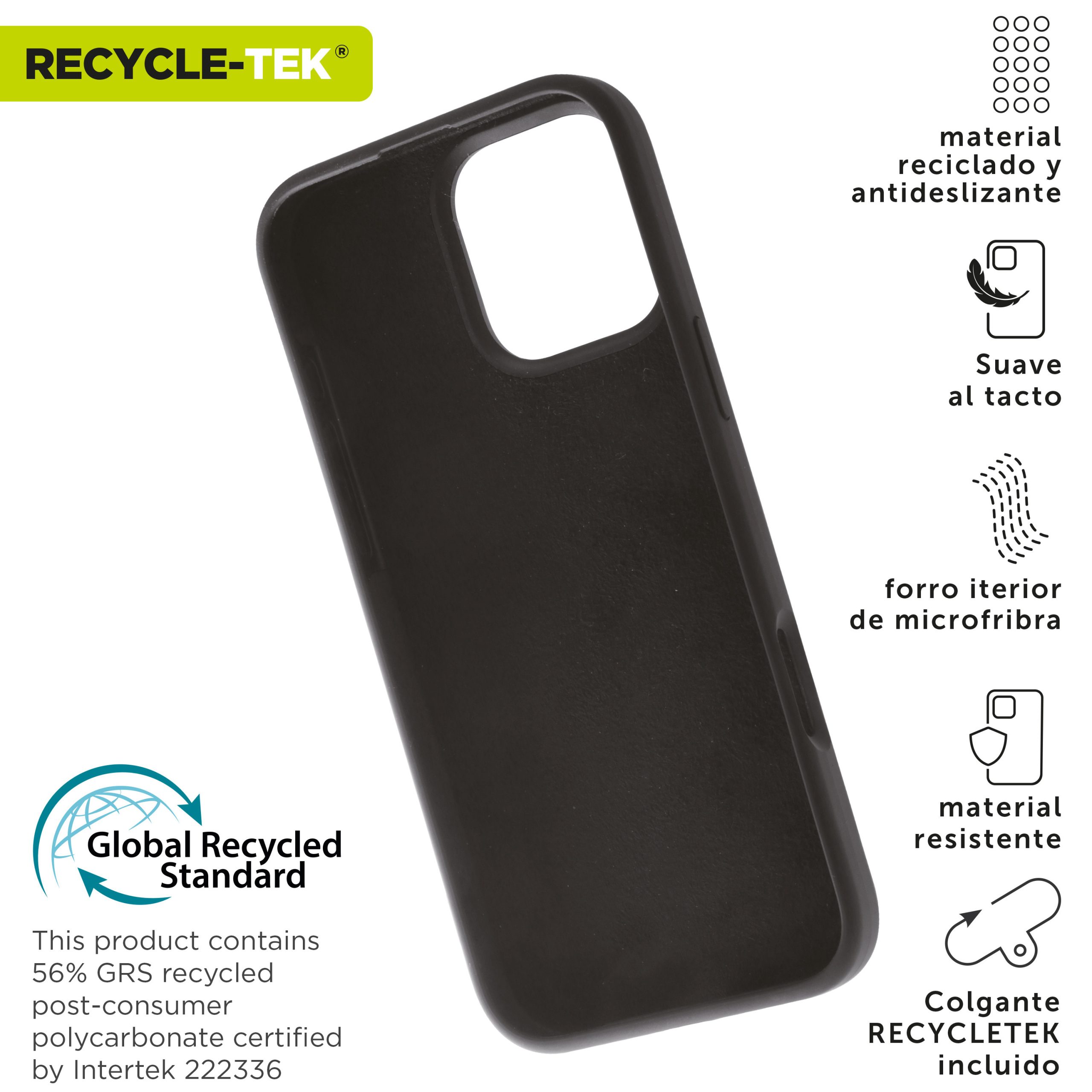 FUNDA MUVIT RECYCLETEK LIQUID SILICONE PARA APPLE IPHONE 16 PRO MAX NEGRA