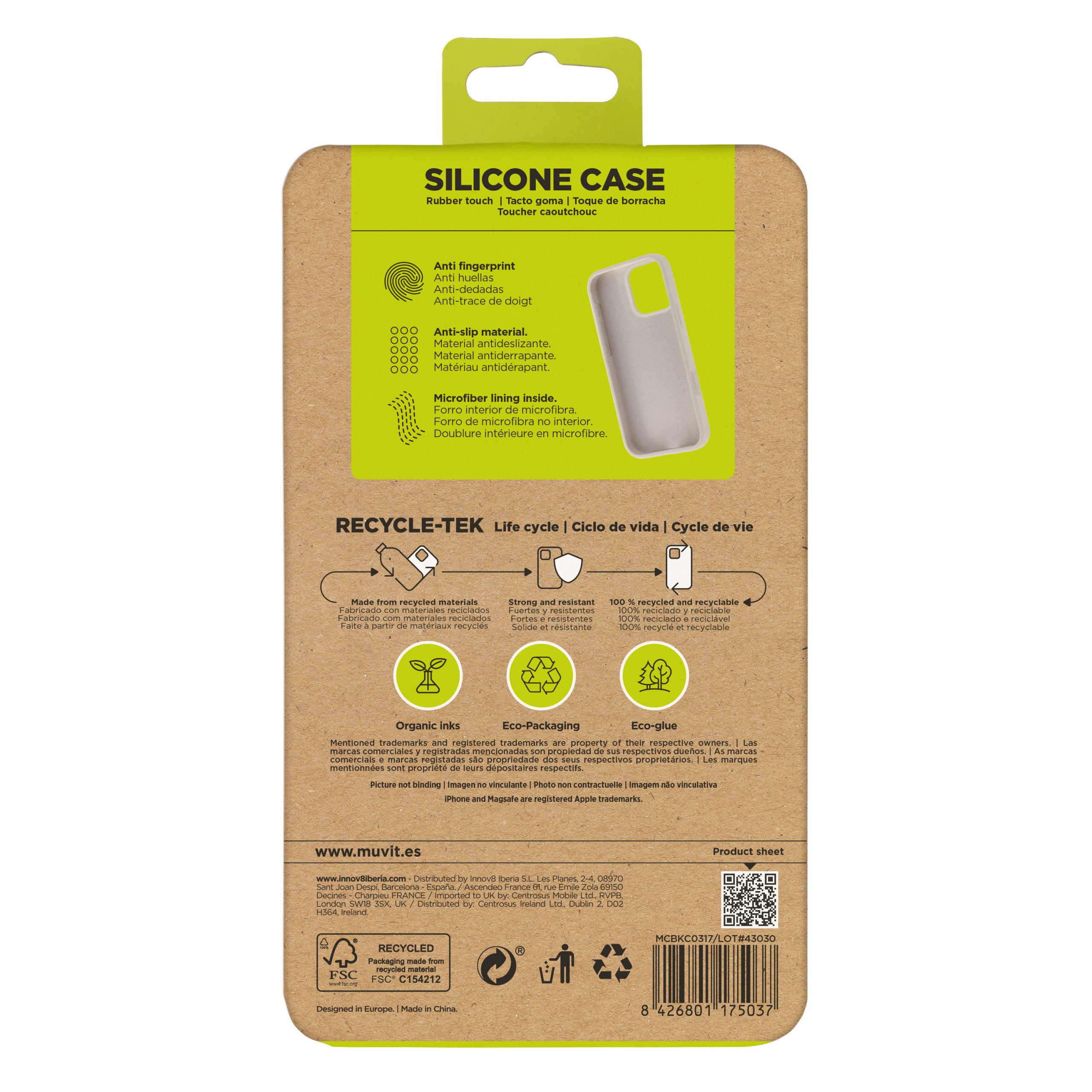FUNDA MUVIT RECYCLETEK LIQUID SILICONE PARA APPLE IPHONE 16 PRO MAX NUDE