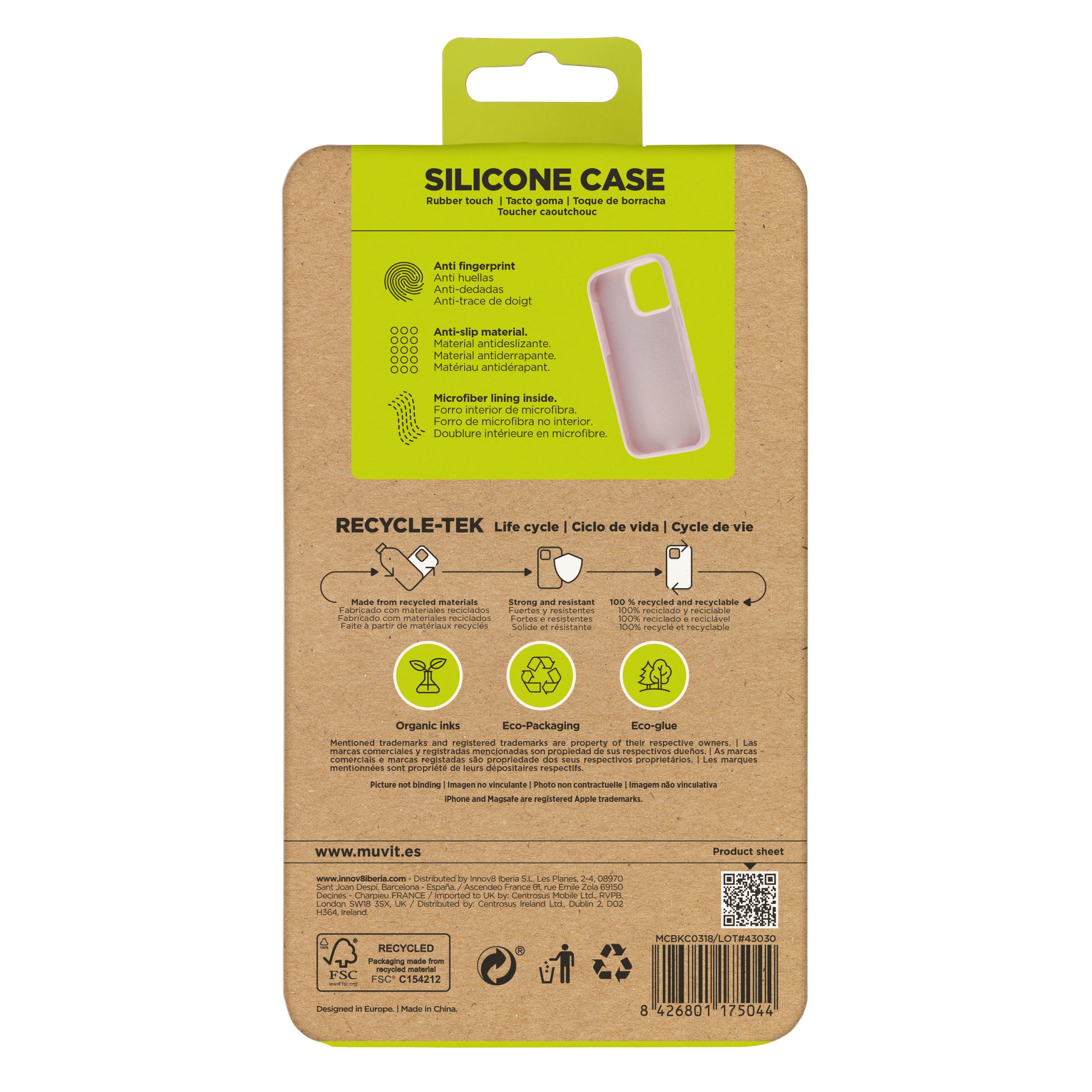 FUNDA MUVIT RECYCLETEK LIQUID SILICONE PARA APPLE IPHONE 16 PRO MAX ROSA