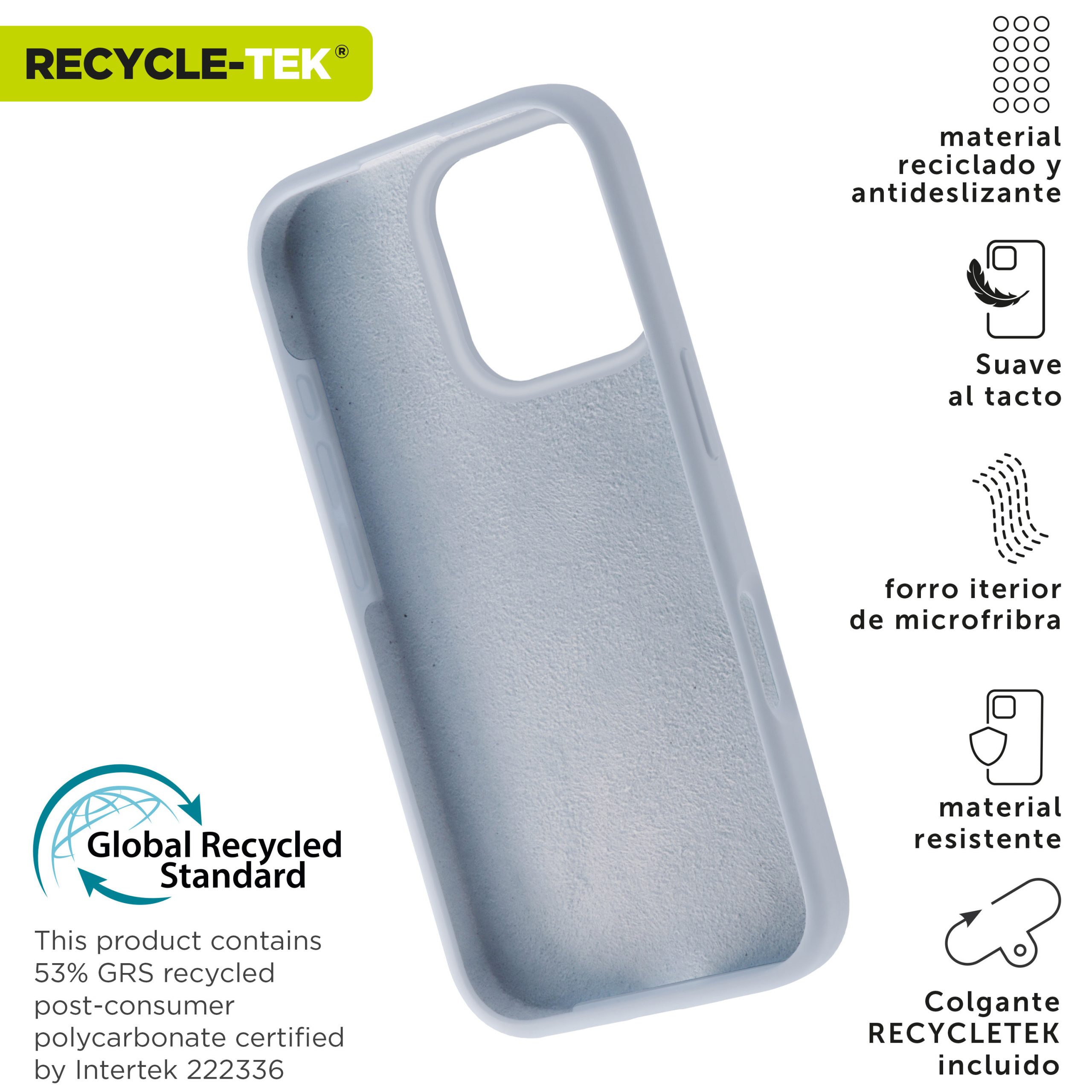 FUNDA MUVIT RECYCLETEK LIQUID SILICONE PARA APPLE IPHONE 16 PRO AZUL CIELO