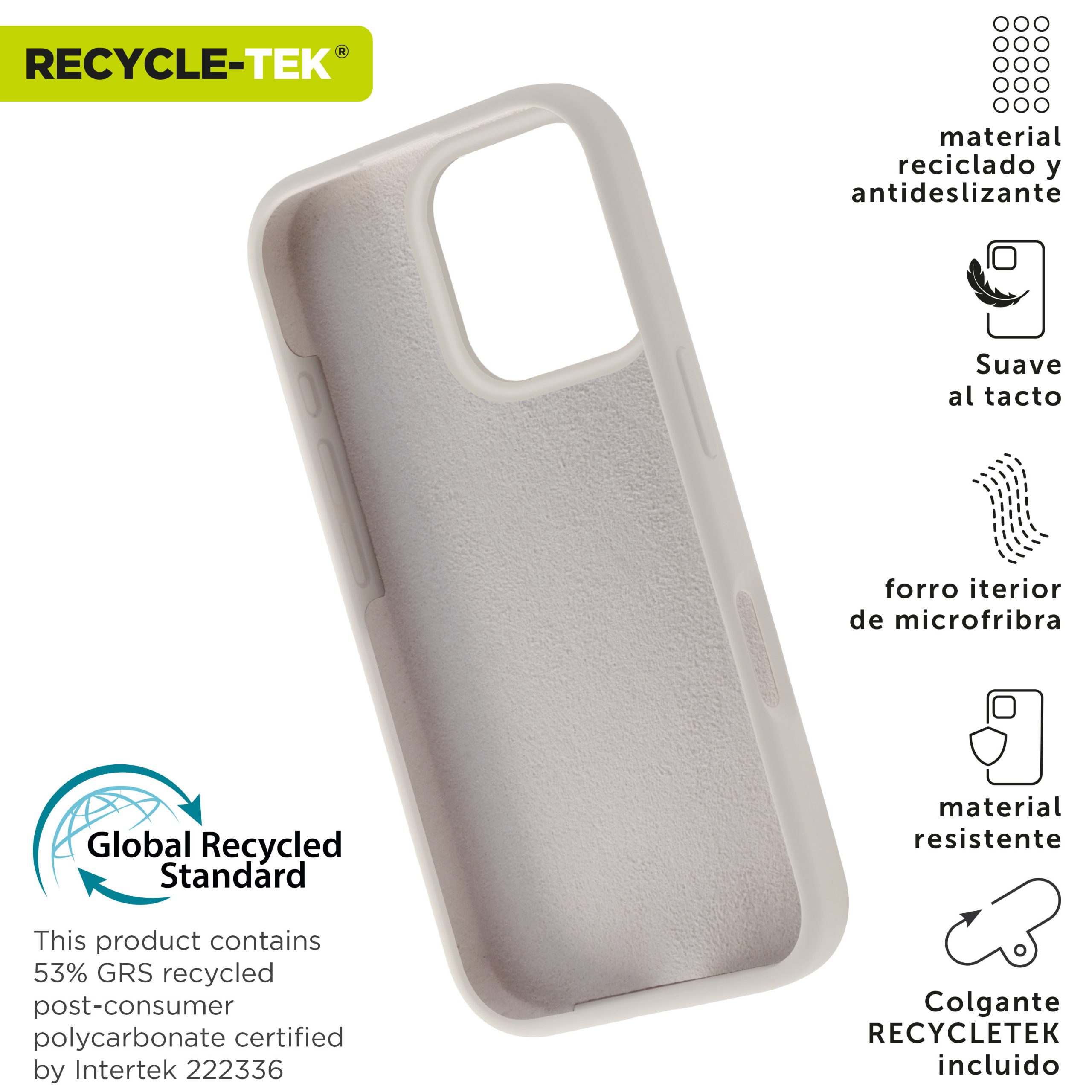FUNDA MUVIT RECYCLETEK LIQUID SILICONE PARA APPLE IPHONE 16 PRO NUDE