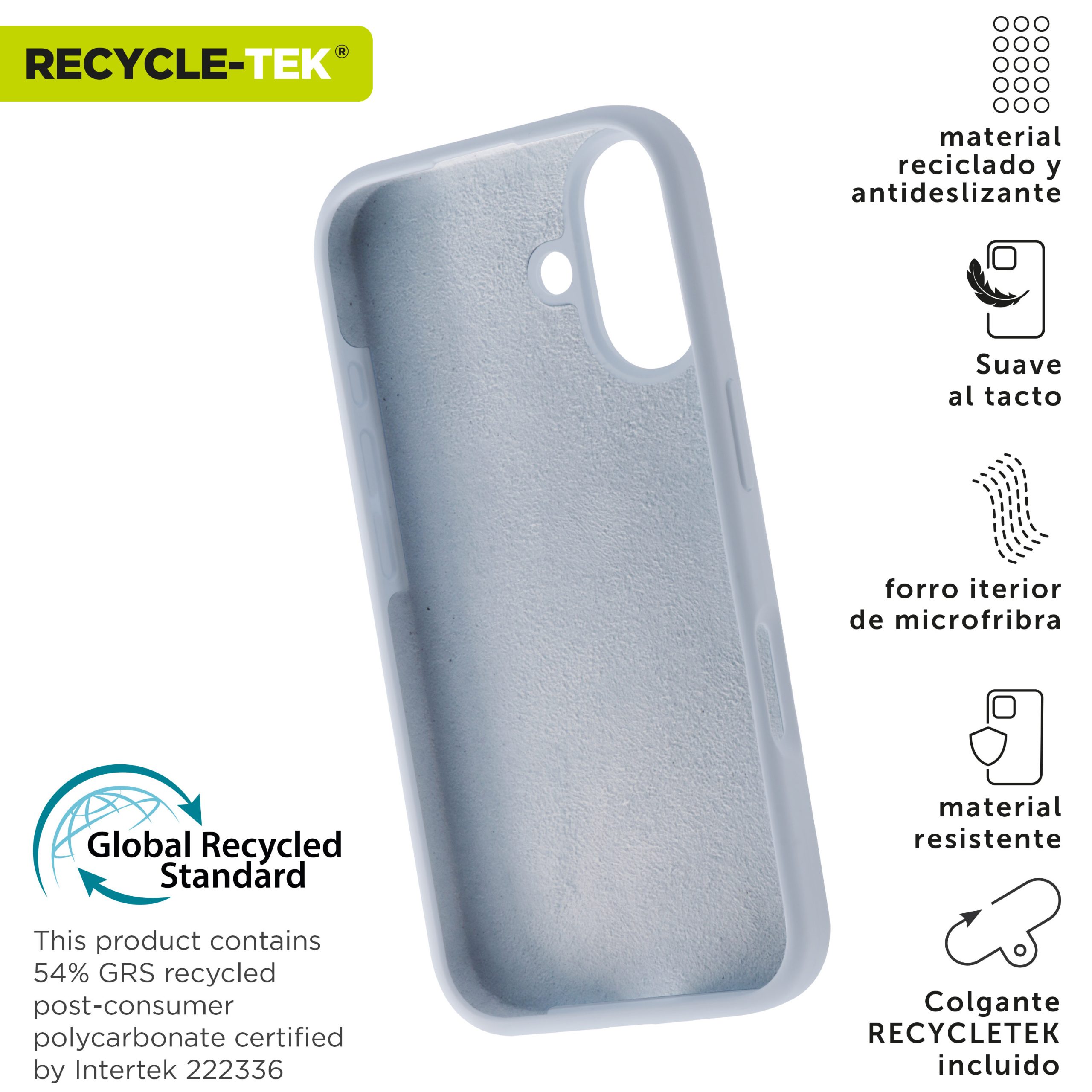 FUNDA MUVIT RECYCLETEK LIQUID SILICONE PARA APPLE IPHONE 16 AZUL CIELO