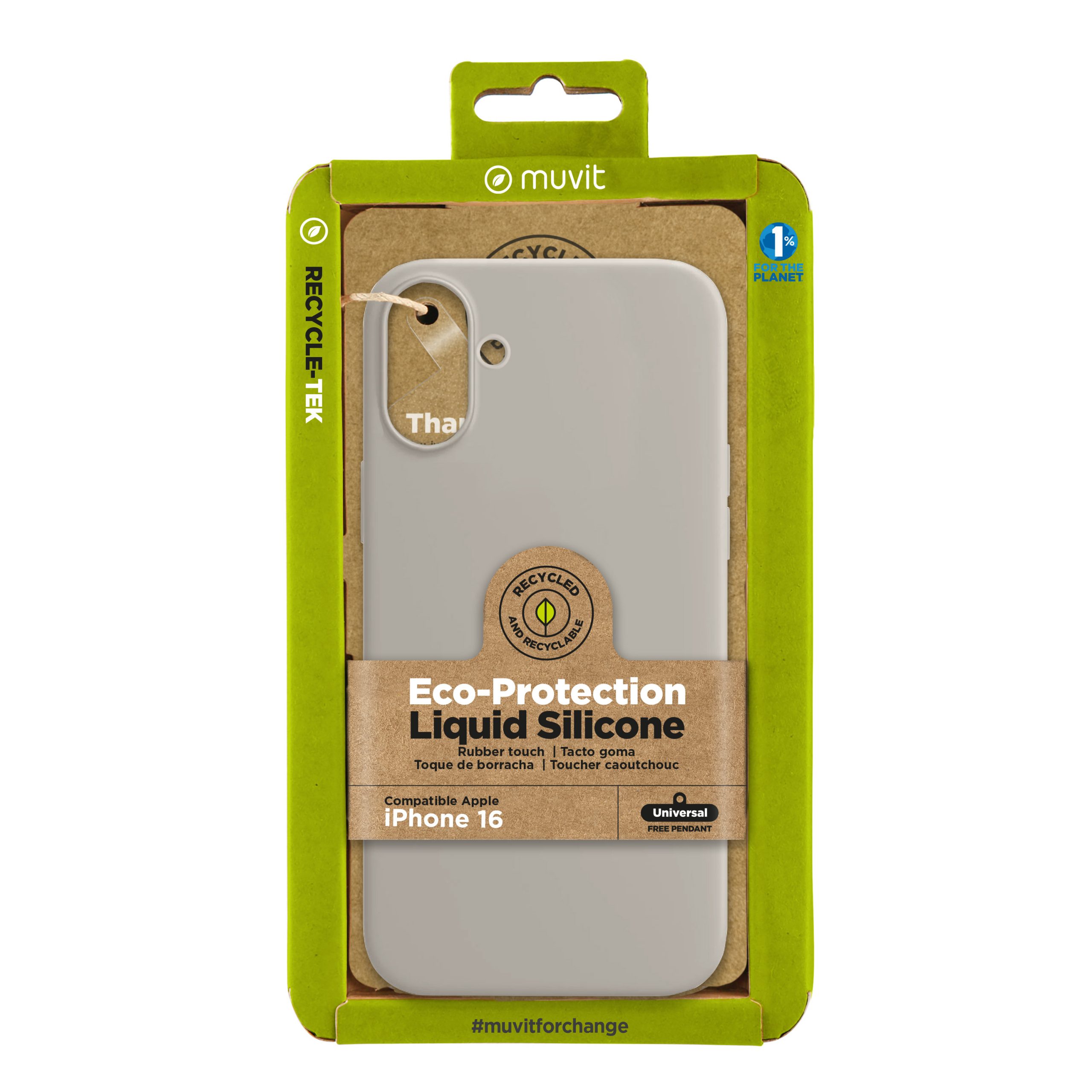 FUNDA MUVIT RECYCLETEK LIQUID SILICONE PARA APPLE IPHONE 16 NUDE