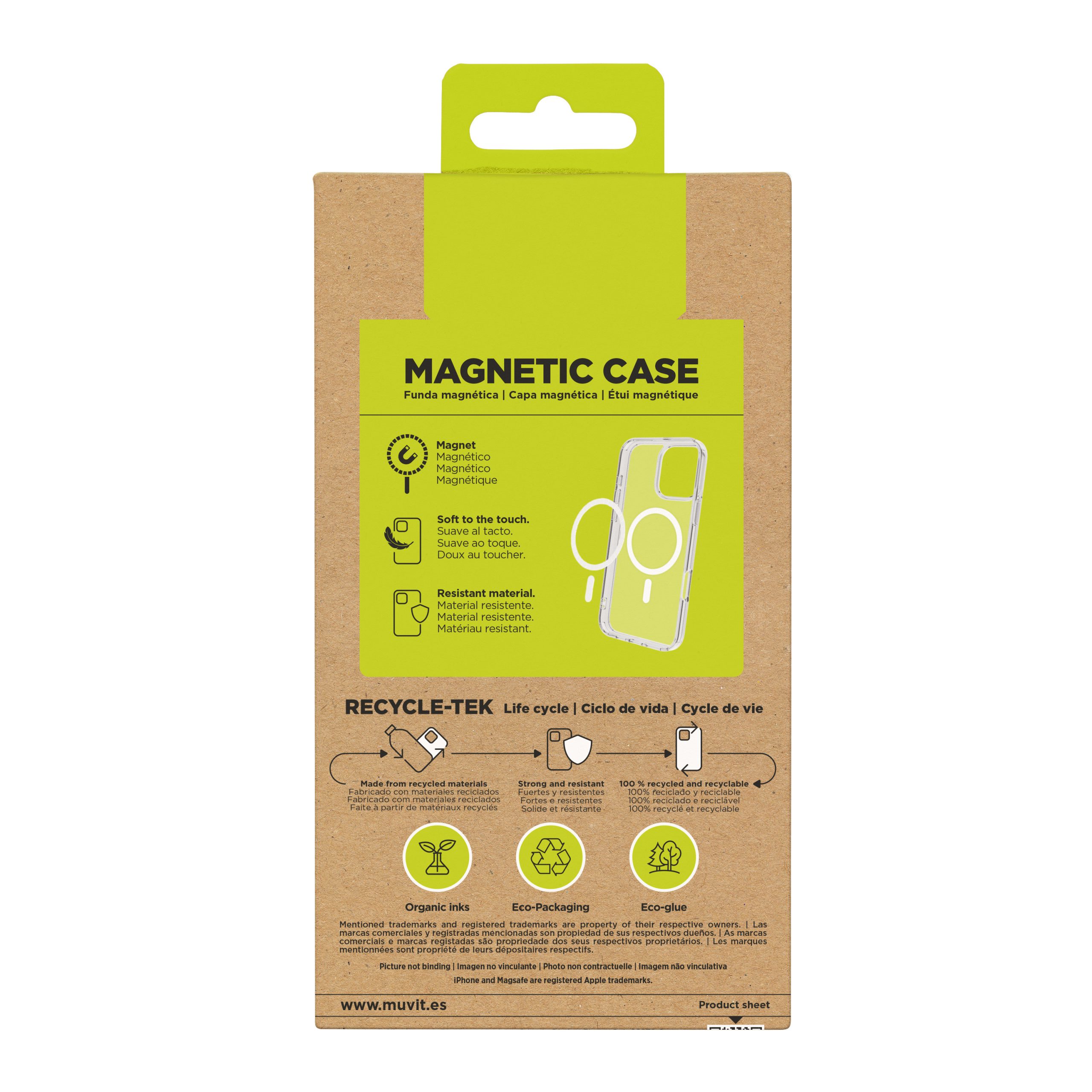 FUNDA MUVIT RECYCLETEK MAGSAFE PARA APPLE IPHONE 16 PRO MAX TRANSPARENTE