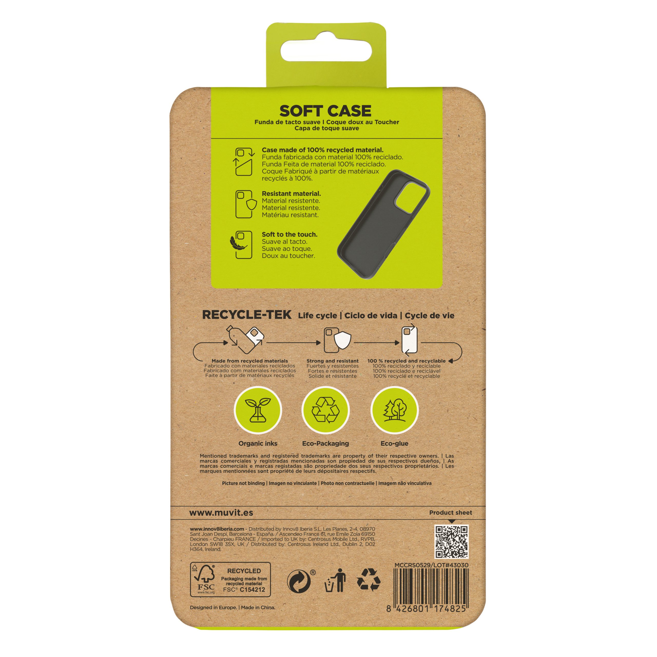 FUNDA MUVIT RECYCLETEK PARA APPLE IPHONE 16 PRO NEGRA