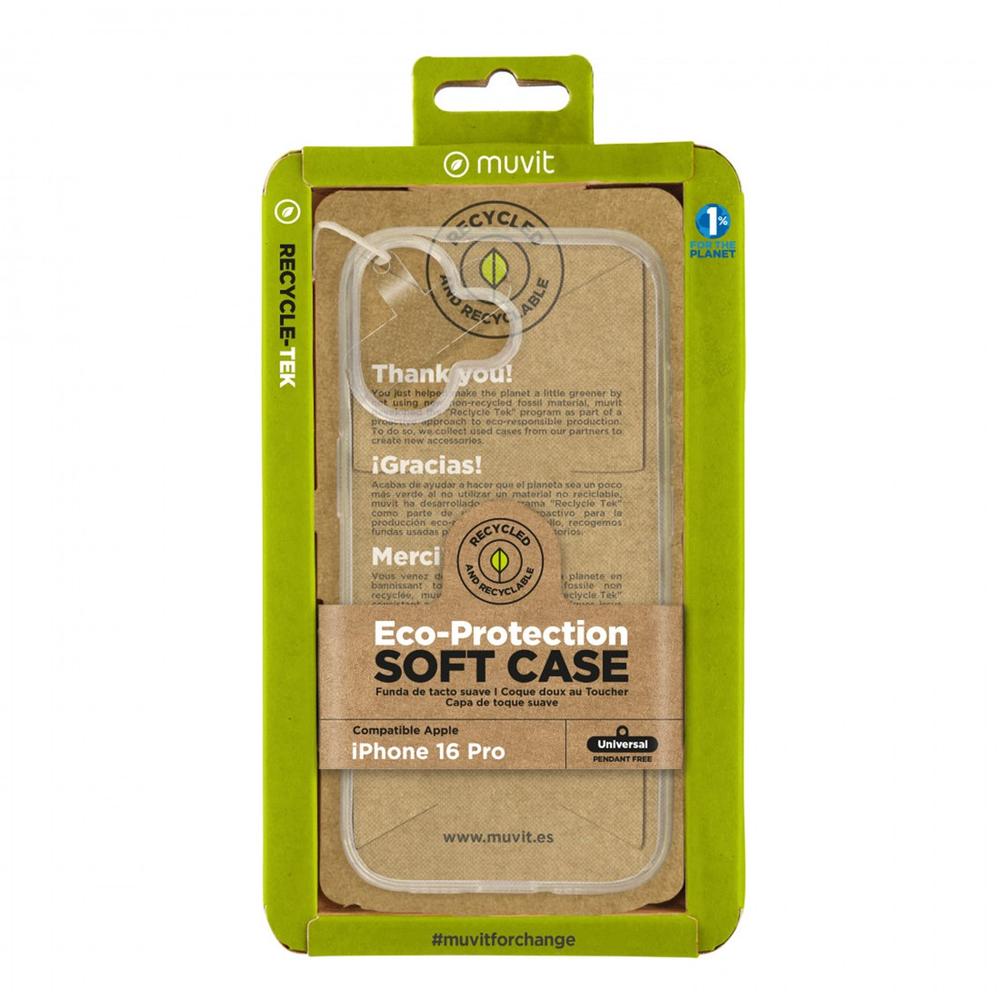 FUNDA MUVIT RECYCLETEK PARA APPLE IPHONE 16 TRANSPARENTE