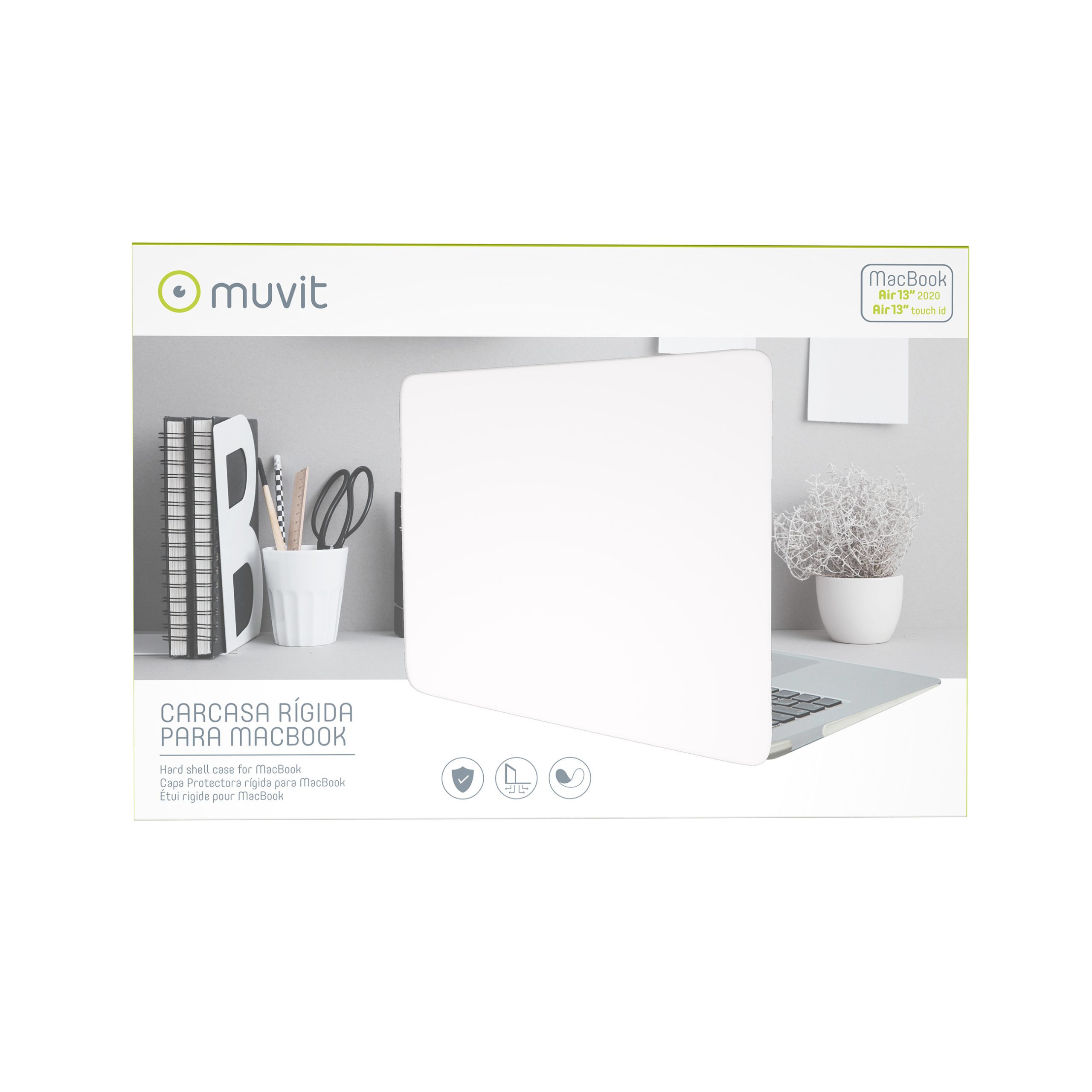 FUNDA MUVIT PARA APPLE MACBOOK AIR 13" TOUCH ID / AIR 13 2020 TRANSPARENTE