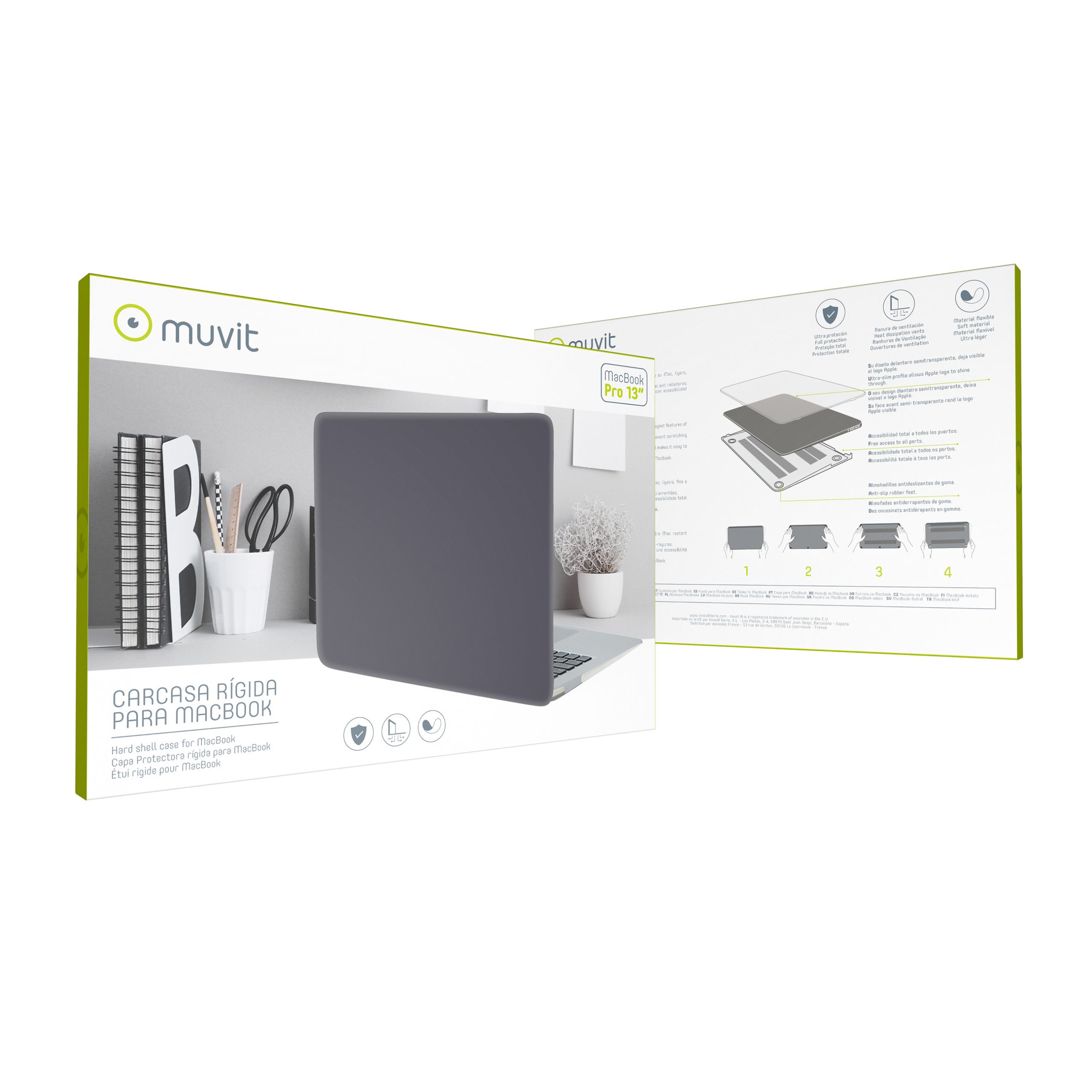 FUNDA MUVIT PARA APPLE MACBOOK PRO 13" NEGRA