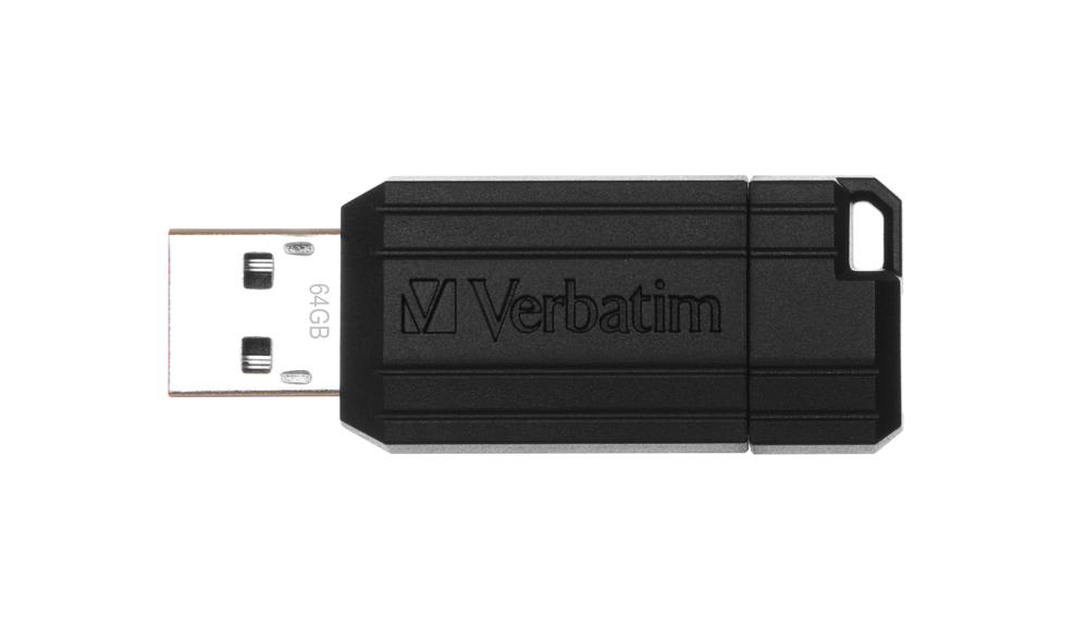 MEMORIA USB 2.0 VERBATIM PINSTRIPE 64GB NEGRO