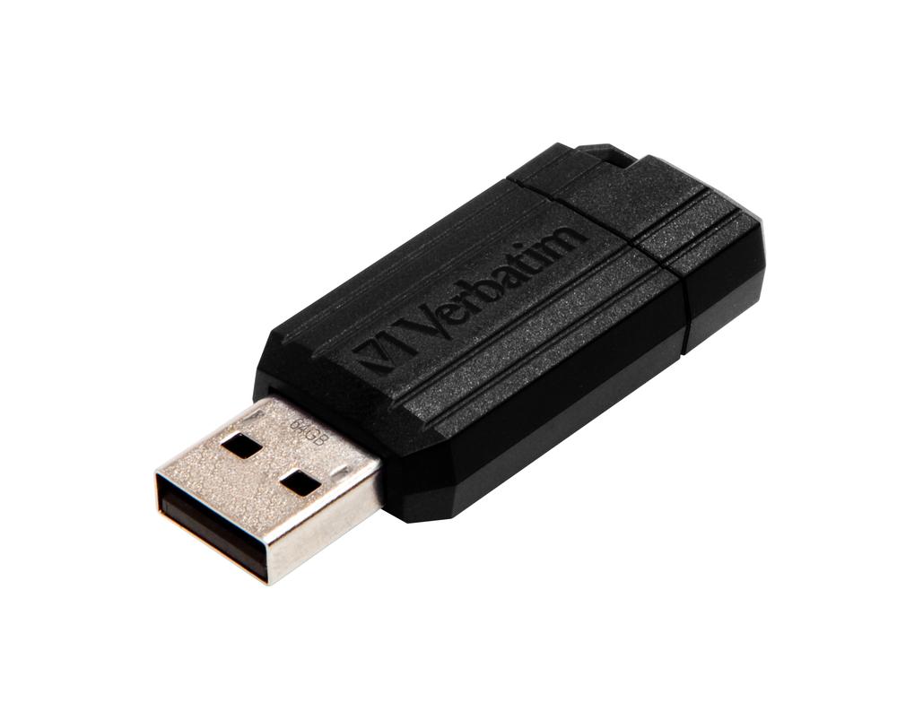 MEMORIA USB 2.0 VERBATIM PINSTRIPE 64GB NEGRO
