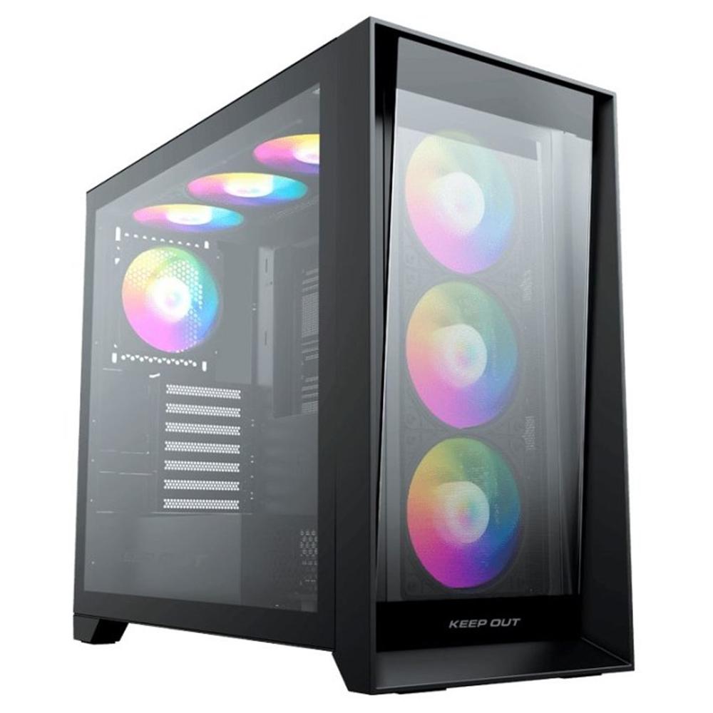 CAJA ORDENADOR GAMING KEEP OUT XC-911 PRO XL E-ATX ARGB CRISTAL TEMPLADO USB 3.2 NEGRO