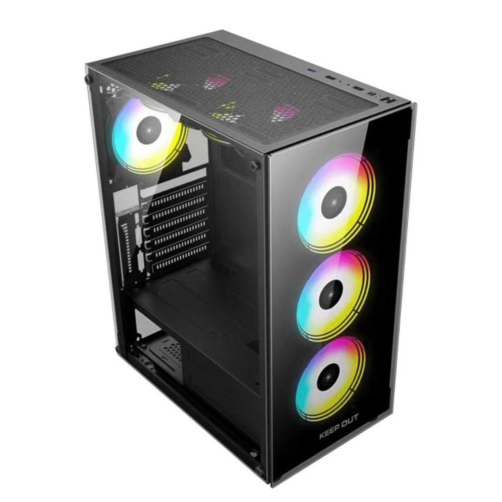 CAJA ORDENADOR GAMING KEEP OUT XC-210 GLASS ATX ARGB CRISTAL TEMPLADO NEGRO