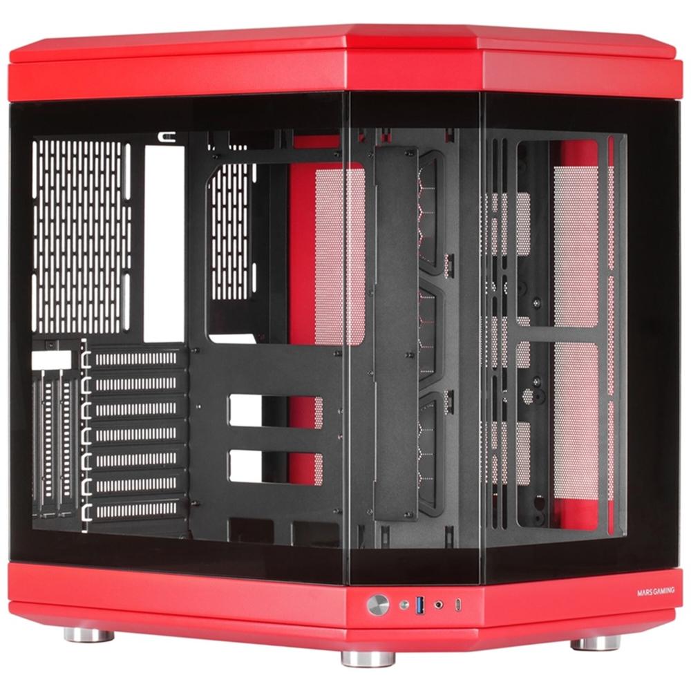 CAJA ORDENADOR MARS GAMING MC-3T ATX CRISTAL TEMPLADO ROJO