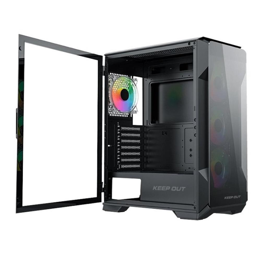 CAJA ORDENADOR GAMING KEEP OUT XC-901 PRO E-ATX ARGB CRISTAL TEMPLADO NEGRO