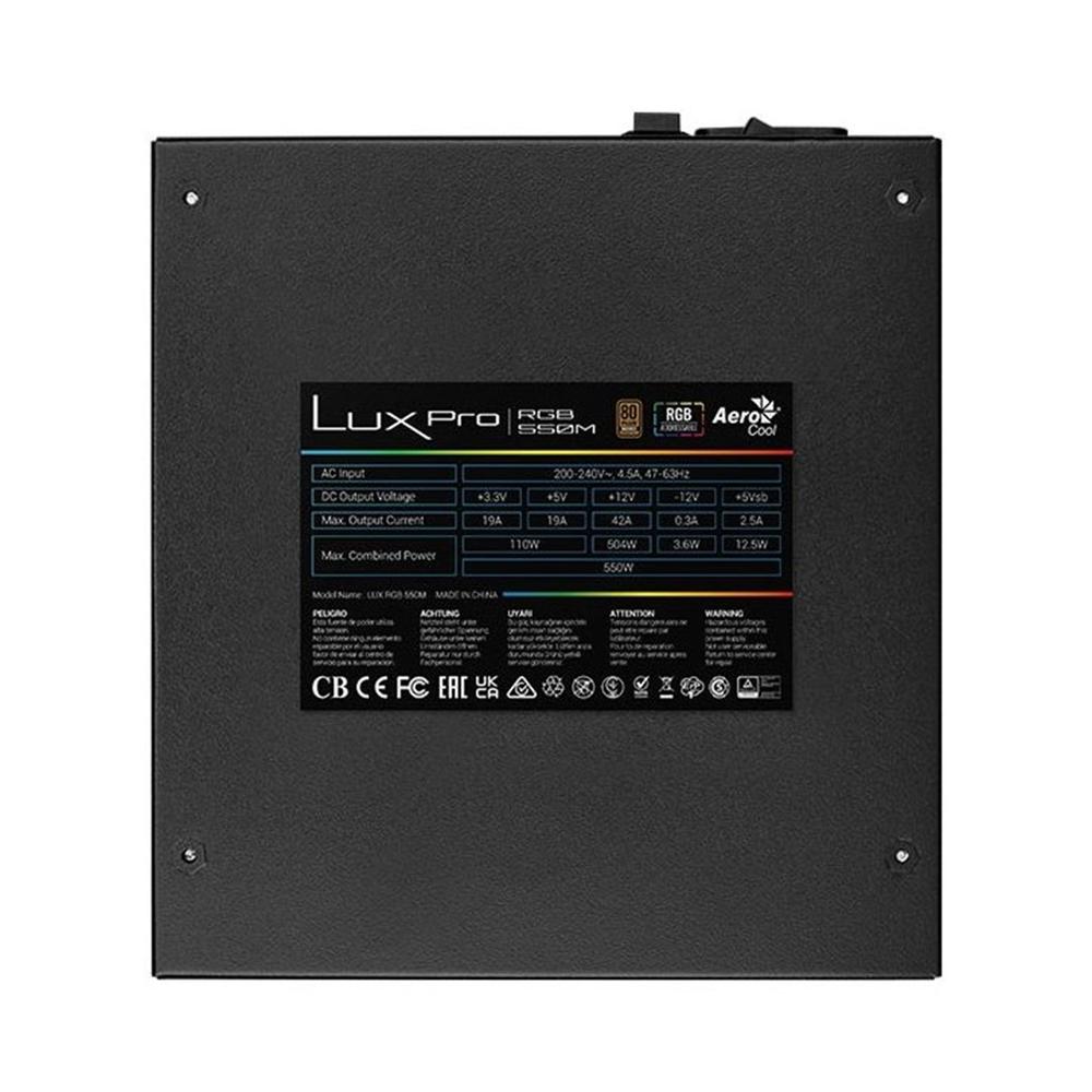 FUENTE ALIMENTACION AEROCOOL LUX PRO RGB GAMING ATX 550W