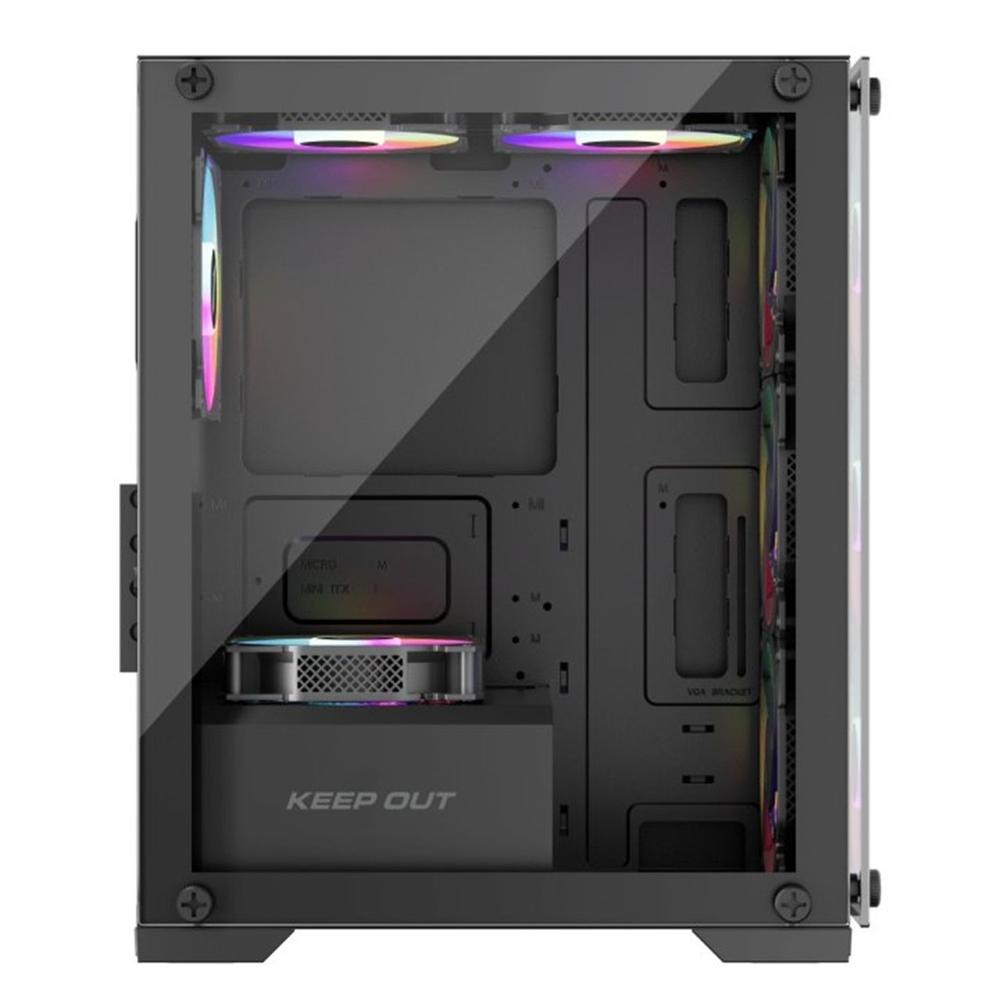CAJA ORDENADOR GAMING KEEP OUT XC-201 GLASS MATX ARGB CRISTAL TEMPLADO NEGRO