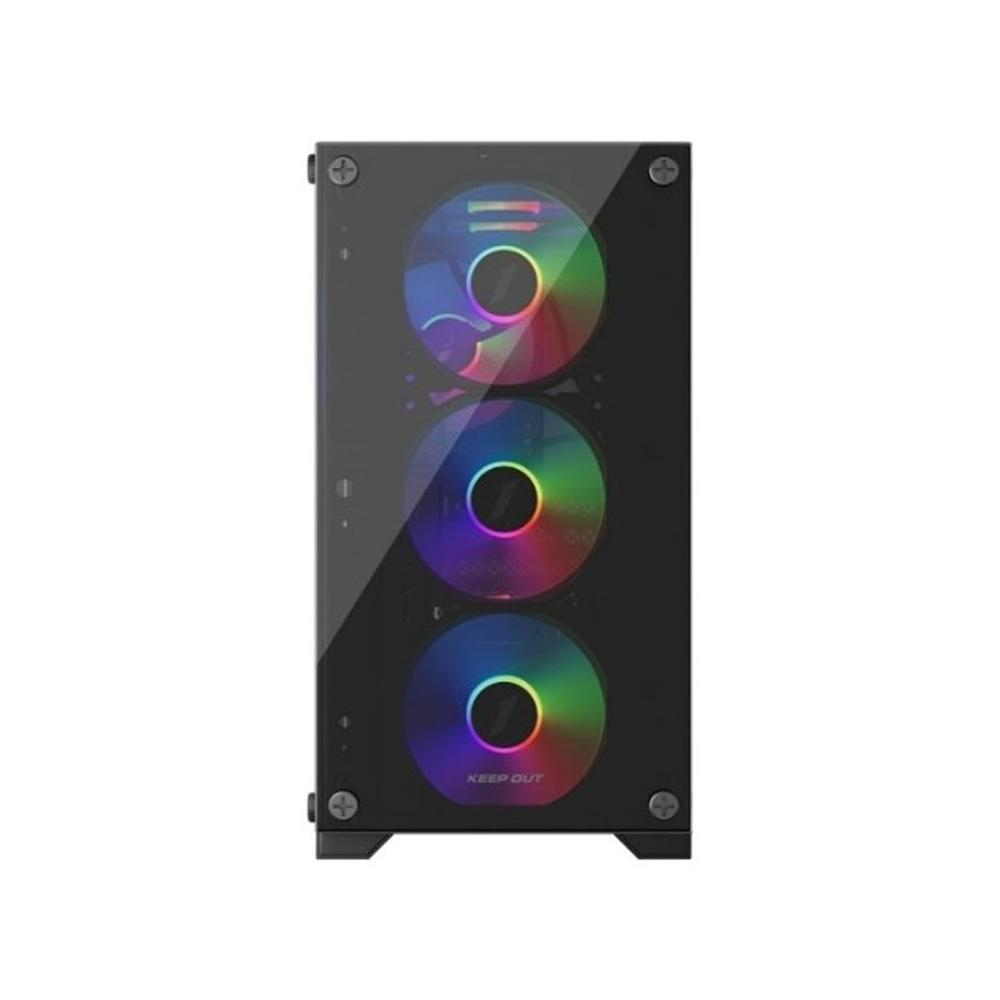CAJA ORDENADOR GAMING KEEP OUT XC-201 GLASS MATX ARGB CRISTAL TEMPLADO NEGRO