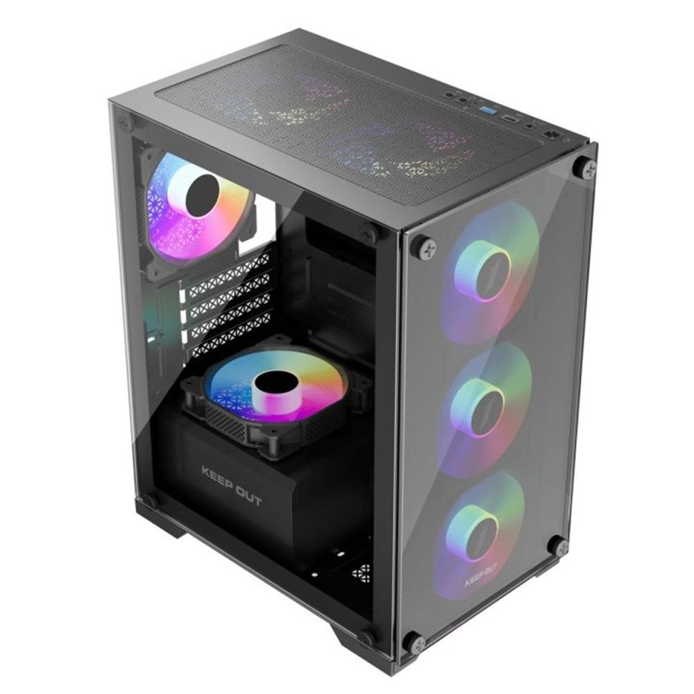 CAJA ORDENADOR GAMING KEEP OUT XC-201 GLASS MATX ARGB CRISTAL TEMPLADO NEGRO