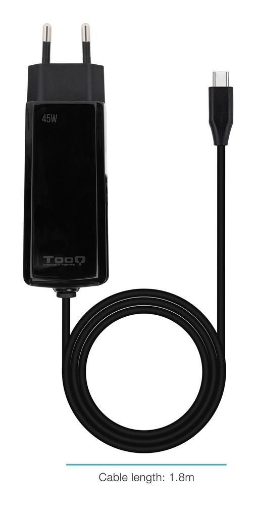CARGADOR DE PARED TOOQ TQLC-USBCGAN45PD-C 45W GAN USB TIPO C NEGRO