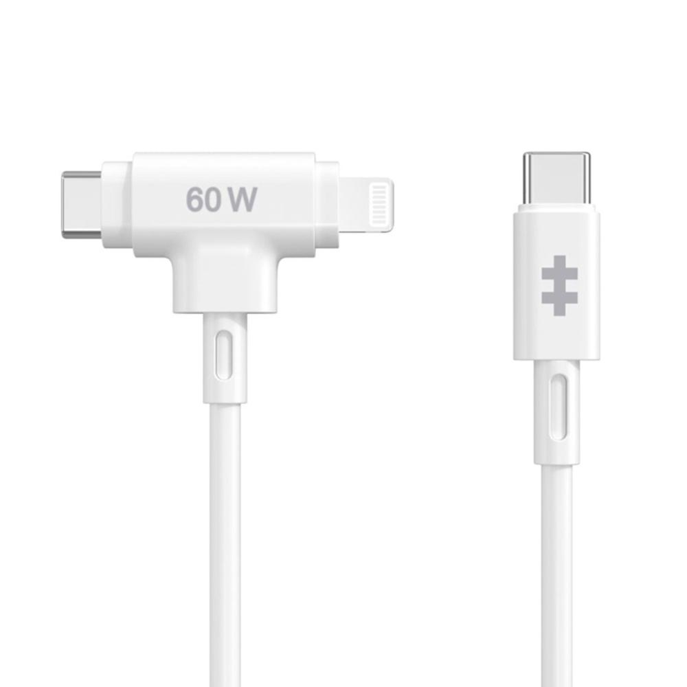 CABLE USB TIPO C A USB TIPO C/ LIGHTNING HYPER 1.5M/ MACHO-MACHO/ BLANCO