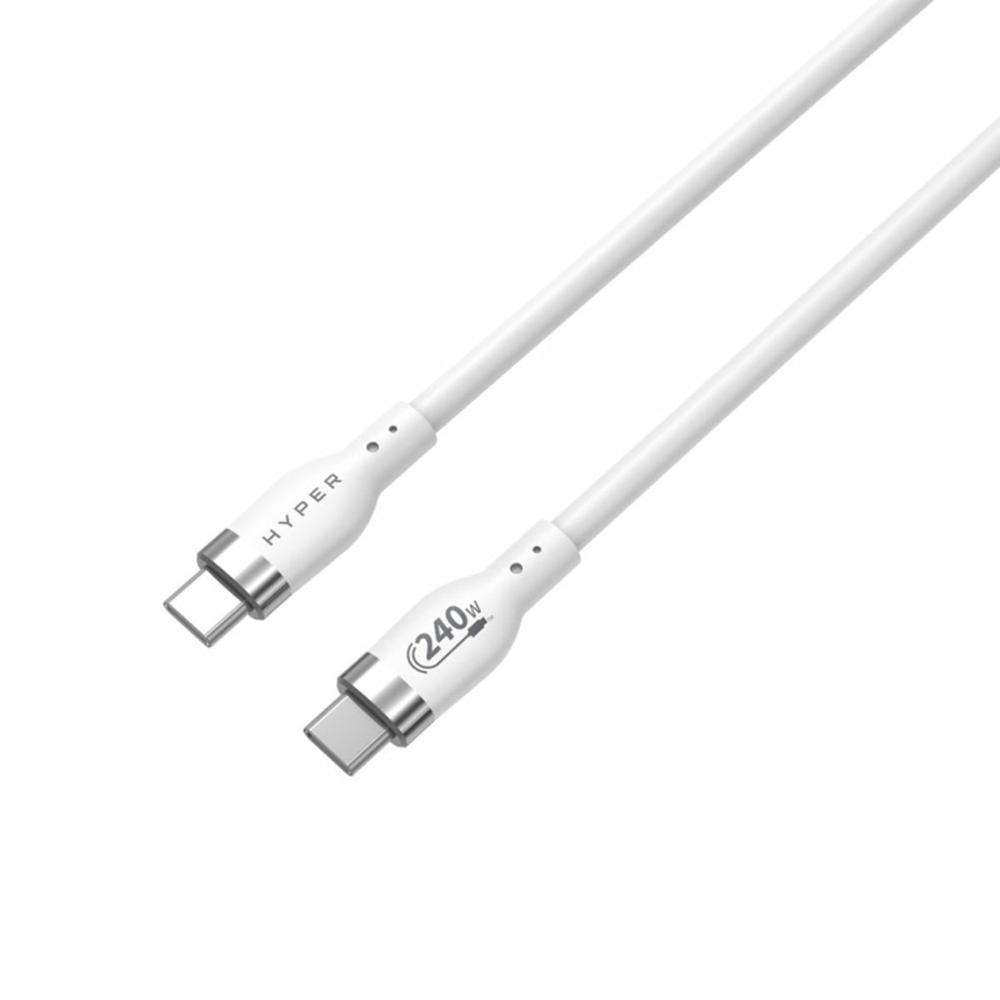 CABLE USB TIPO C HYPER 2M/ MACHO-MACHO/ BLANCO