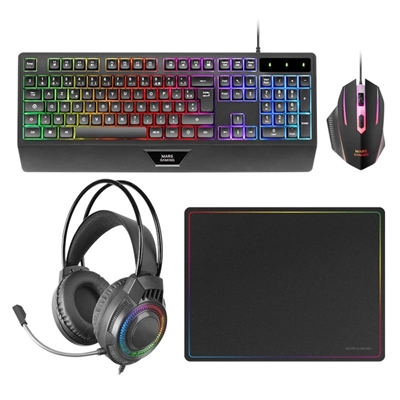 KIT MARS GAMING TECLADO + RATON + ALFOMBRILLA + AURICULAR