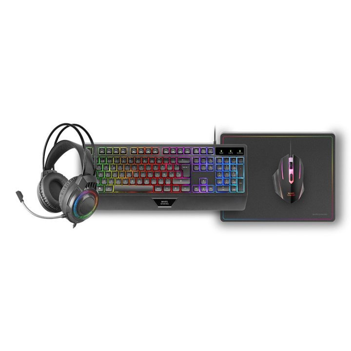 KIT MARS GAMING TECLADO + RATON + ALFOMBRILLA + AURICULAR