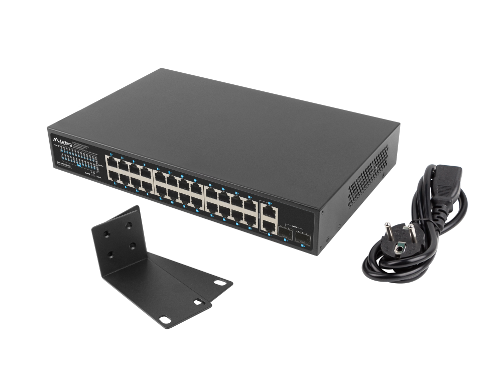 SWITCH LANBERG 24 PTOS 1GB POE+/2X SFP 2X GBIT ETHERNET 250W RACK 19