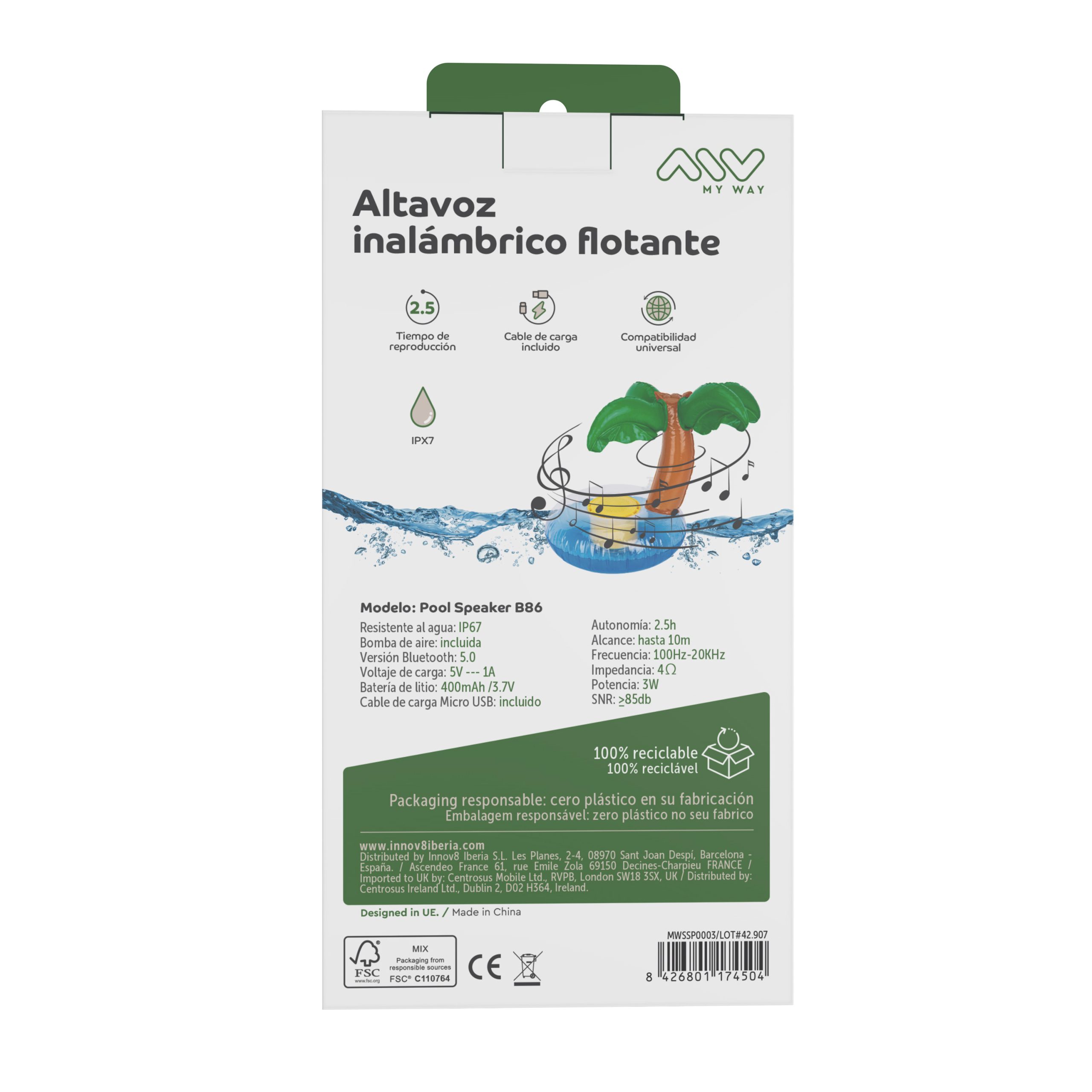 ALTAVOZ MYWAY FLOTANTE PALMERA