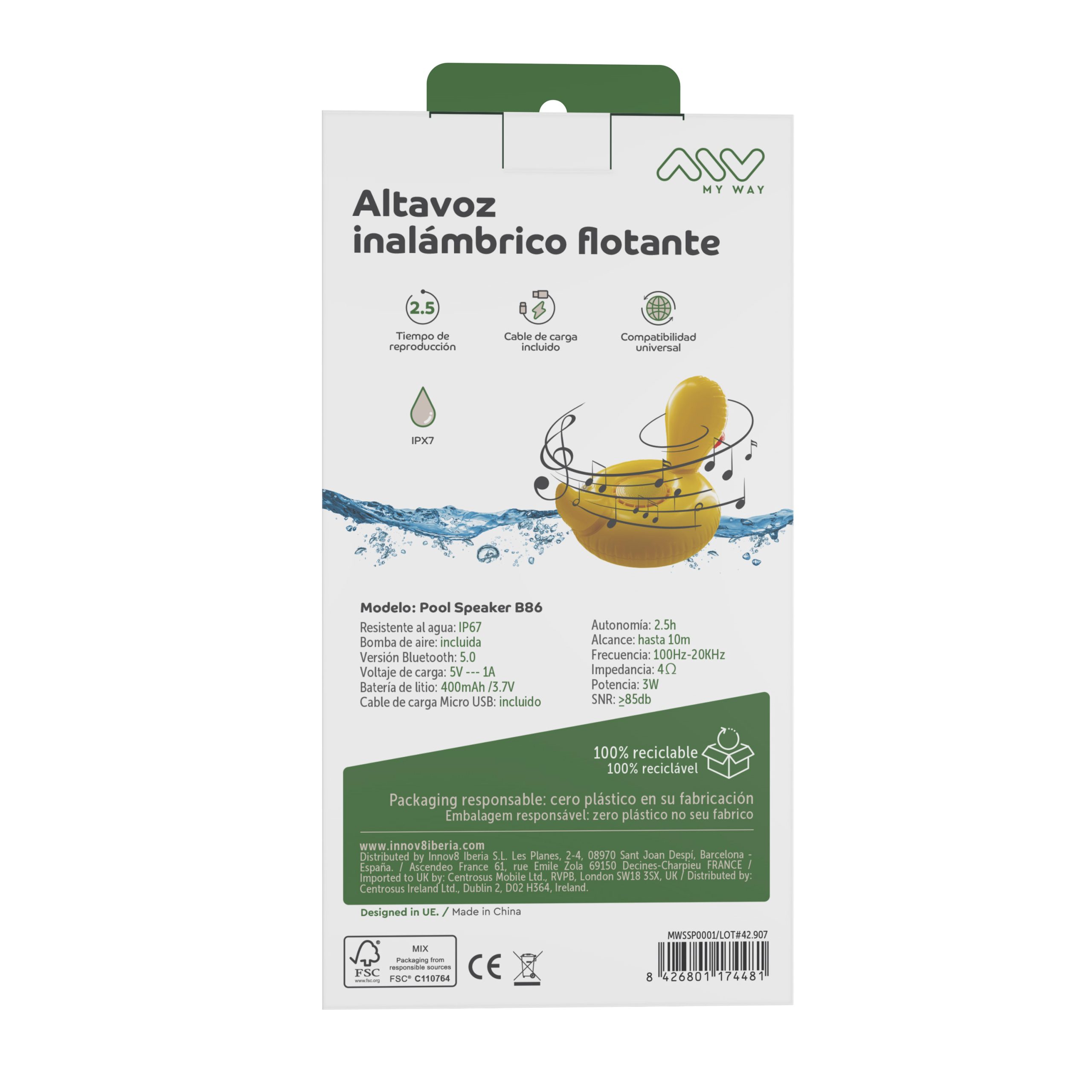 ALTAVOZ MYWAY FLOTANTE PATO