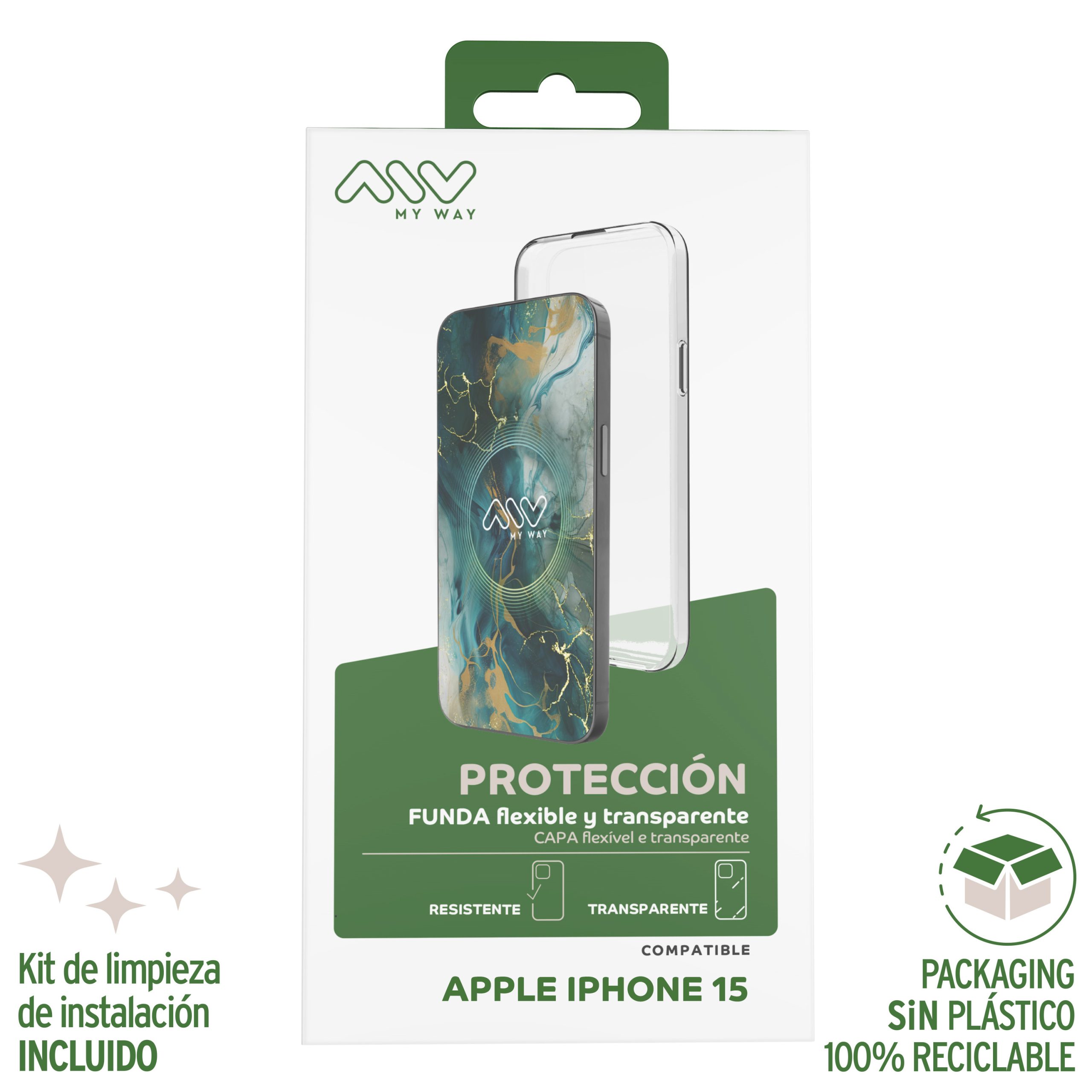CARCASA MYWAY PARA APPLE IPHONE 15 TRANSPARENTE