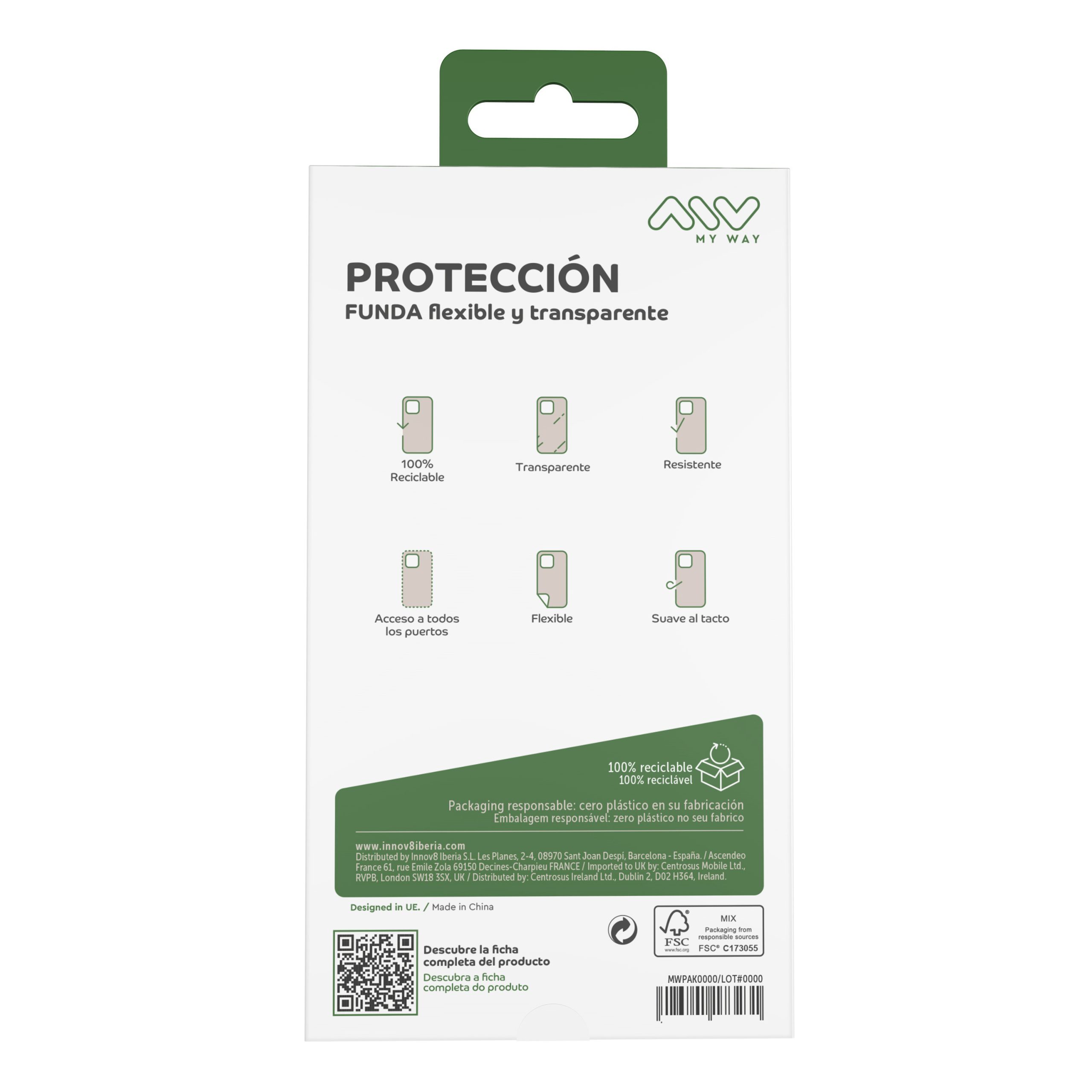 CARCASA MYWAY PARA APPLE IPHONE 15 TRANSPARENTE