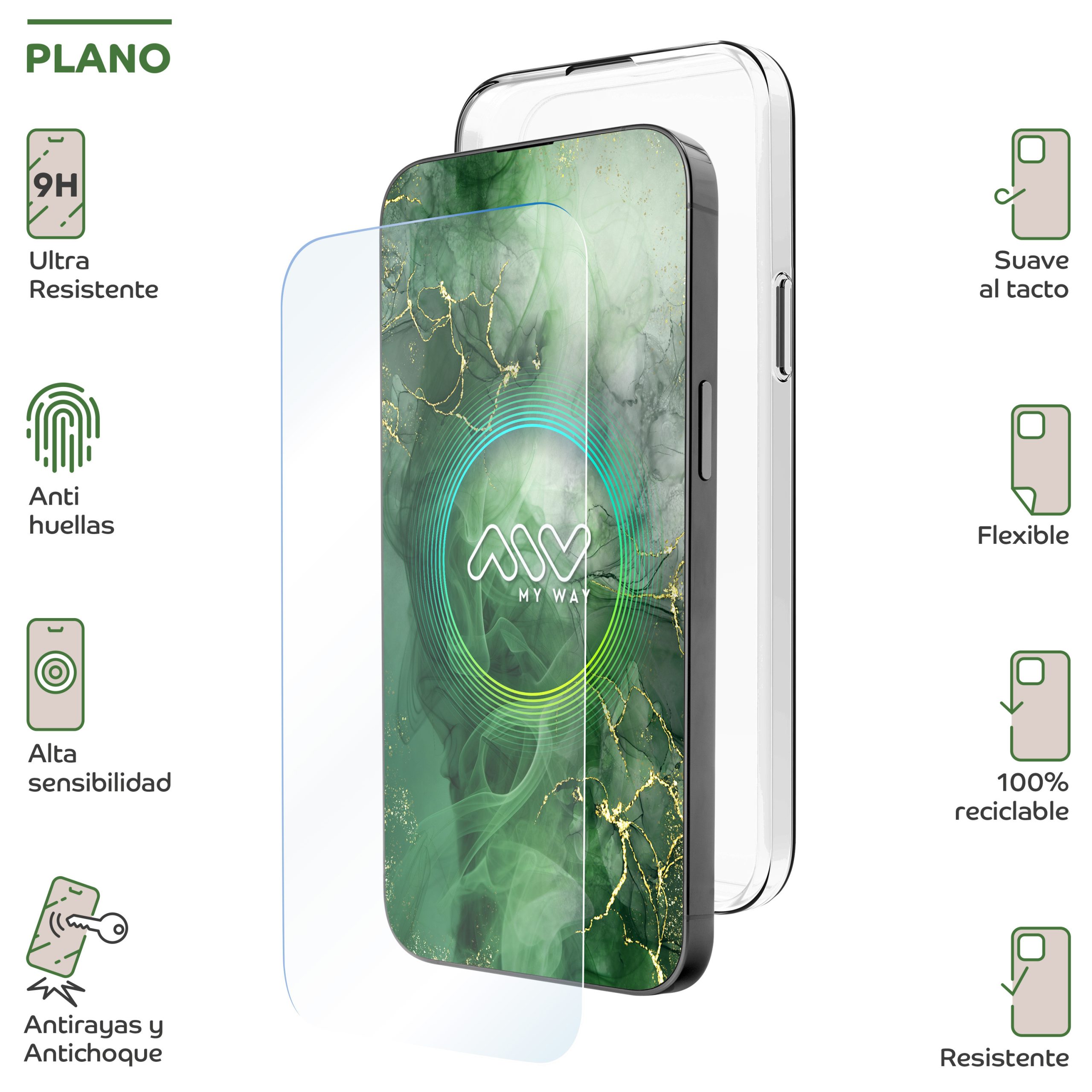 CARCASA MYWAY PARA APPLE IPHONE 16 PRO TRANSPARENTE + PROTECTOR PANTALLA CRISTAL TEMPLADO