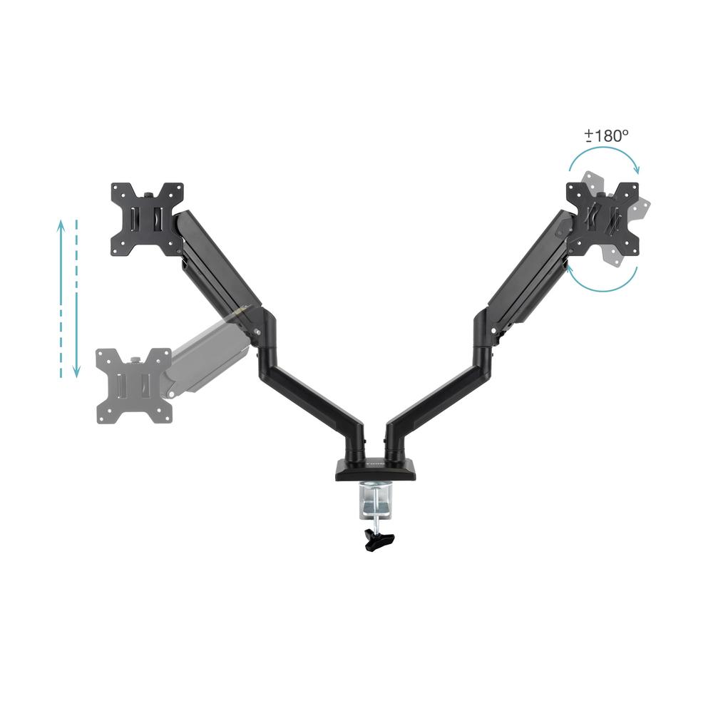 SOPORTE MESA TOOQ HASTA 34" VESA 100 X 100 MAX 10KG BRAZO DOBLE