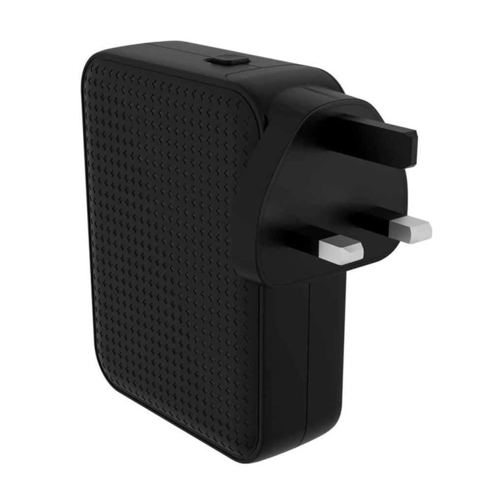 CARGADOR DE PARED INGLES HYPER 3 X USB TIPO C 1 X USB TIPO A NEGRO