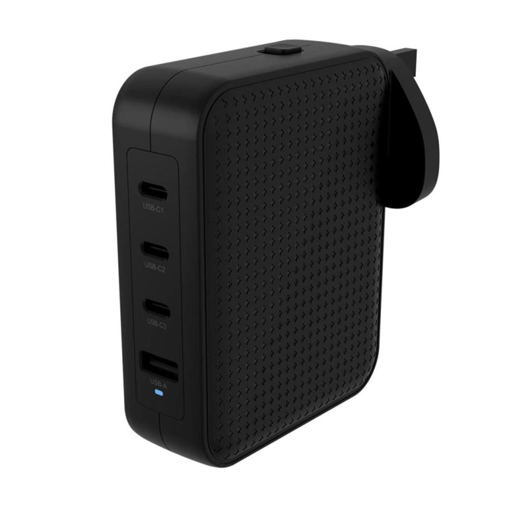 CARGADOR DE PARED INGLES HYPER 3 X USB TIPO C 1 X USB TIPO A NEGRO