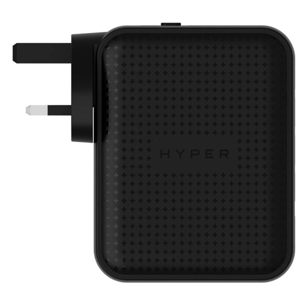 CARGADOR DE PARED INGLES HYPER 3 X USB TIPO C 1 X USB TIPO A NEGRO