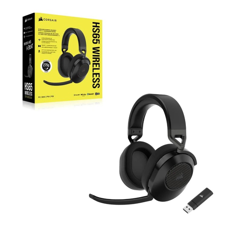 AURICULARES GAMING CORSAIR HS65 INALAMBRICO NEGRO