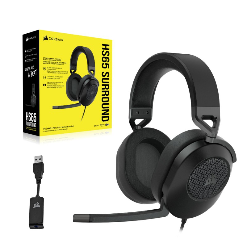 AURICULARES GAMING CORSAIR HS65 NEGRO