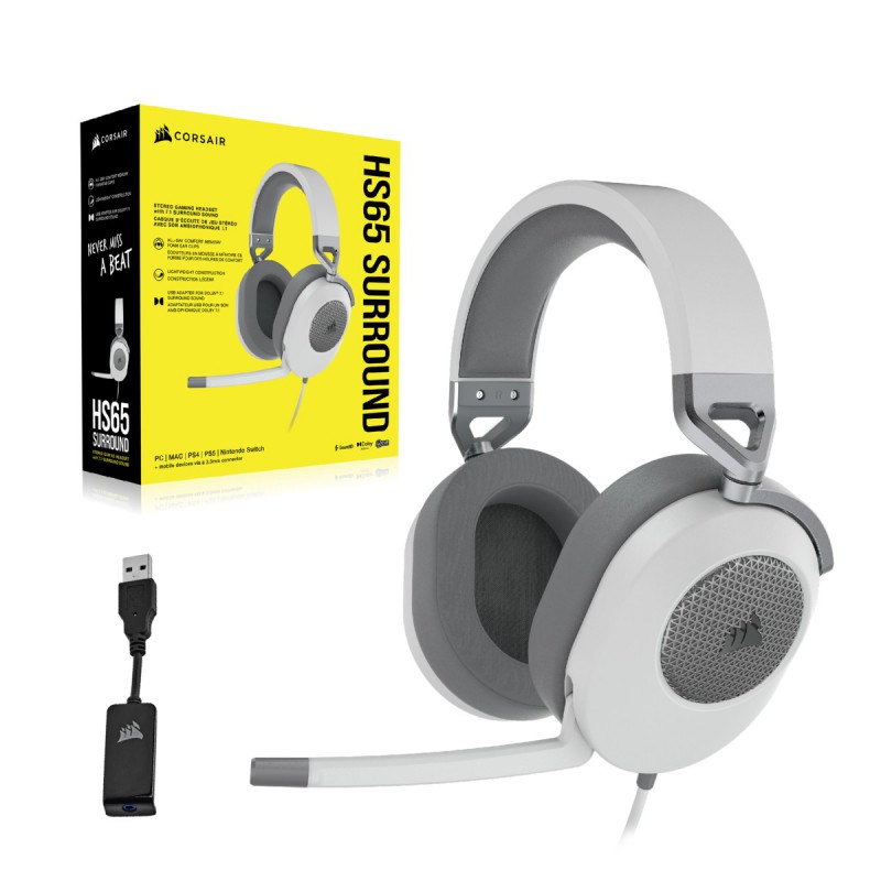 AURICULARES GAMING CORSAIR HS65 BLANCO