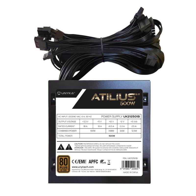 FUENTE ALIMENTACION UNYKACH UK212501 GAMING ATX 500W