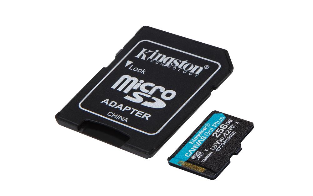 TARJETA MEMORIA MICRO SECURE DIGITAL SD XC 256GB KINGSTON CANVAS GO! PLUS CLASE 10 UHS-I U3 + ADAPTADOR SD