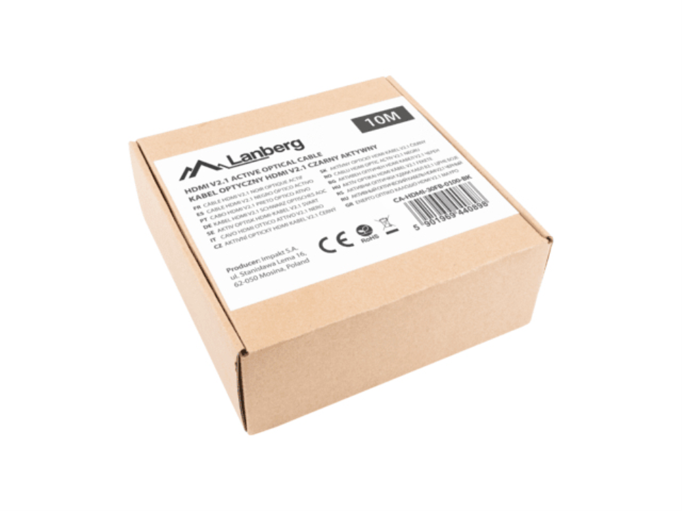 CABLE HDMI AOC LANBERG V2.1 M/M OPTICO ACTIVO 8K 60HZ 10M NEGRO